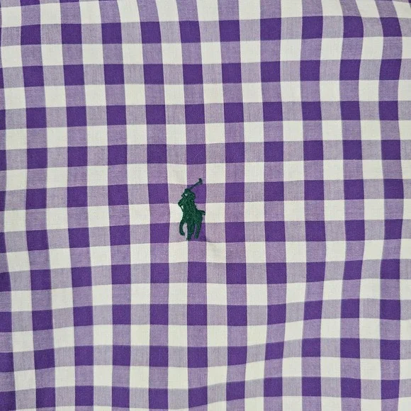 Polo Ralph Lauren Purple Gingham Check Long Sleeve Non Iron Shirt XL - Picture 4 of 7